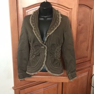 Ouyan Brown Beaded Blazer